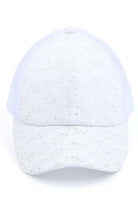 White C.C FLOWER EMBROIDERY EYELET CRISS CROSS PONYCAP features delicate flower embroidery and eyelet detailing, with a criss cross design for a chic and stylish look. Made with quality materials, this cap offers both fashion and functionality. Perfect for any casual or outdoor activity, it will keep you cool and covered.