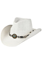 White C.C Mixed Ethnic Bead Trim Band Cowboy Hat is perfect for adding some stylish flair to your western look. The mixed ethnic bead trim adds a unique touch to this classic cowboy hat, making it a fashionable and versatile accessory. Crafted with high-quality materials, this hat is sure to become a staple in your wardrobe.