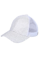White C.C Rhinestone Net Baseball Cap combines fashion and function with its trendy design and durable construction. Featuring sparkling rhinestones and a breathable net design, this cap is the perfect accessory for any outdoor activity. Made with high-quality materials, it offers both style and comfort for all-day wear.
