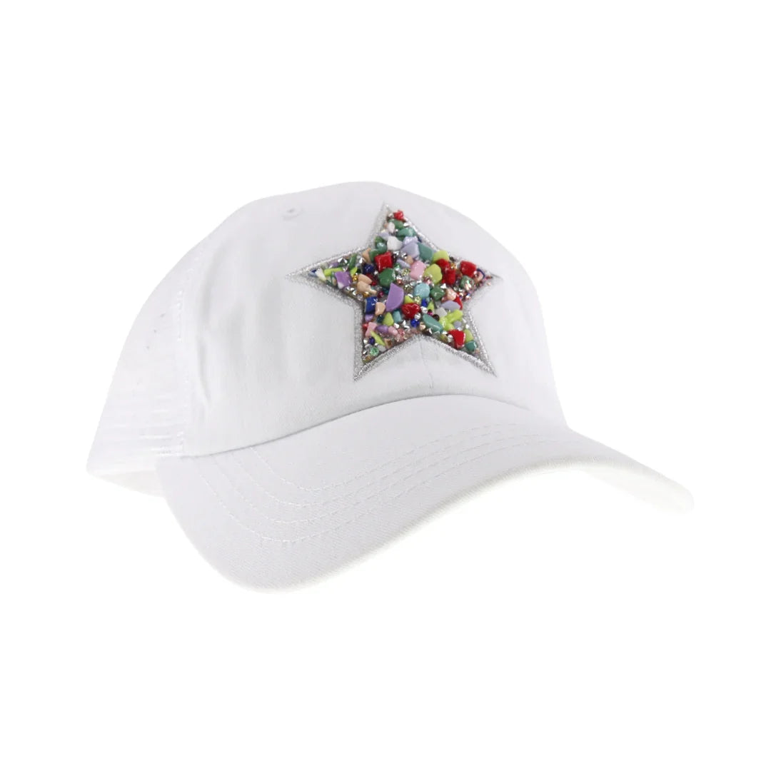 White  C.C Star Stone Embellishment Baseball Cap adds a touch of sparkle and glamour to any outfit. Made with high-quality materials, this cap is both stylish and durable. Perfect for a casual day out or a sports game, this cap is a must-have accessory for any fashion-forward individual.
