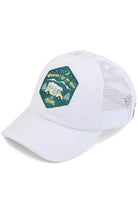 White C.C WHEREVER I LAY MY HEAD IS HOME PATCH PONY CAP is the perfect accessory for any outdoor adventure. Made with high-quality materials, this cap features a unique "home patch" design, providing comfort and sun protection. This stylish and practical pony cap shows off your love for the great outdoors.