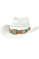 White C.C Western Pattern Vegan Patch Band Cowboy Hat is the perfect addition to any outfit. Made with vegan materials and featuring a unique patch band design, this hat combines fashion with sustainability. Its Western pattern also adds a touch of style, making it a versatile accessory for any occasion.