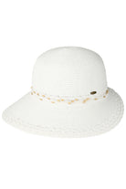White C.C Wood Embellishment String Band Brim Hat is a must-have for any wardrobe. With its unique wood embellishment and stylish string band brim, it adds a touch of elegance to any outfit. Made with quality materials, it provides both comfort and durability. Perfect for any occasion.
