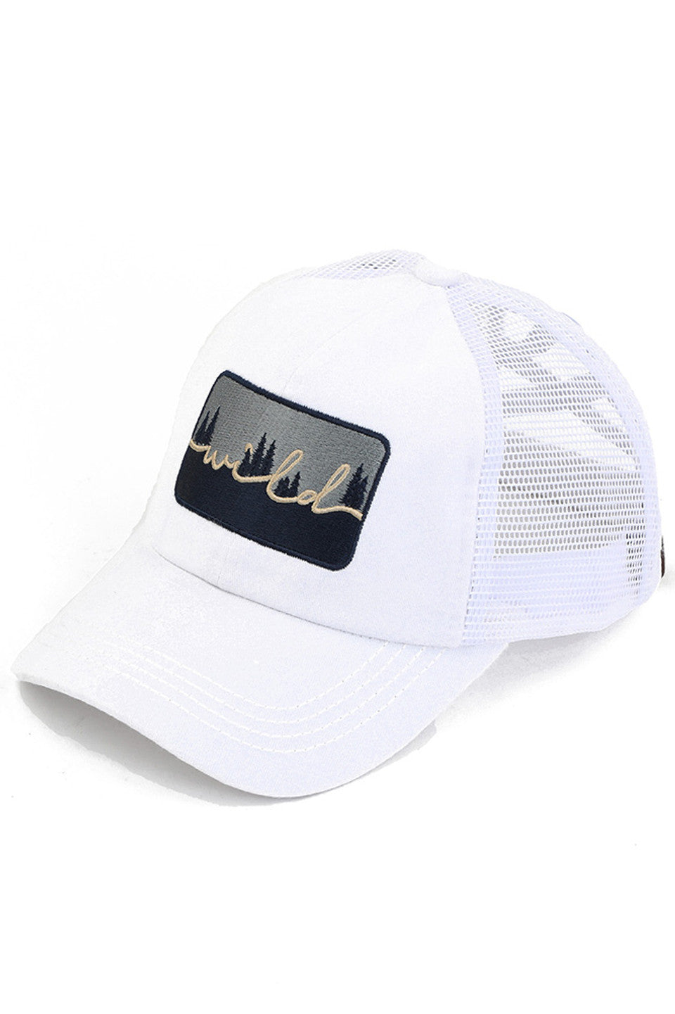 White C.C. WILD PATCH CRISS CROSS PONY CAP offers a stylish and functional way to keep your hair in place while out and about. The crisscross design adds a unique touch, while the wild patch adds a pop of colour to your outfit. Made with high-quality materials, this cap is durable and long-lasting.
