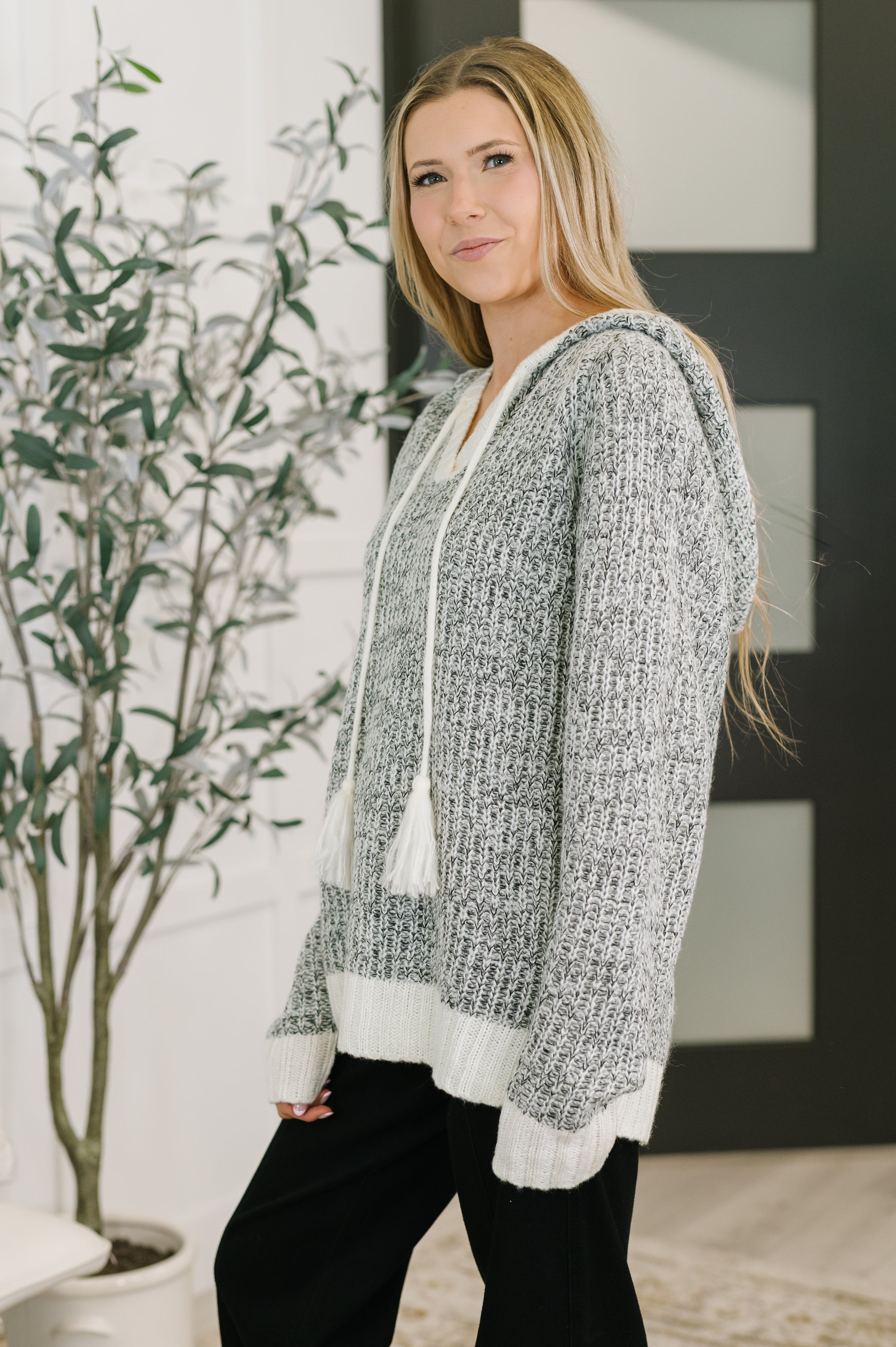 Who Can Live Without it Textured Split Neck Pullover - Charming Charlie