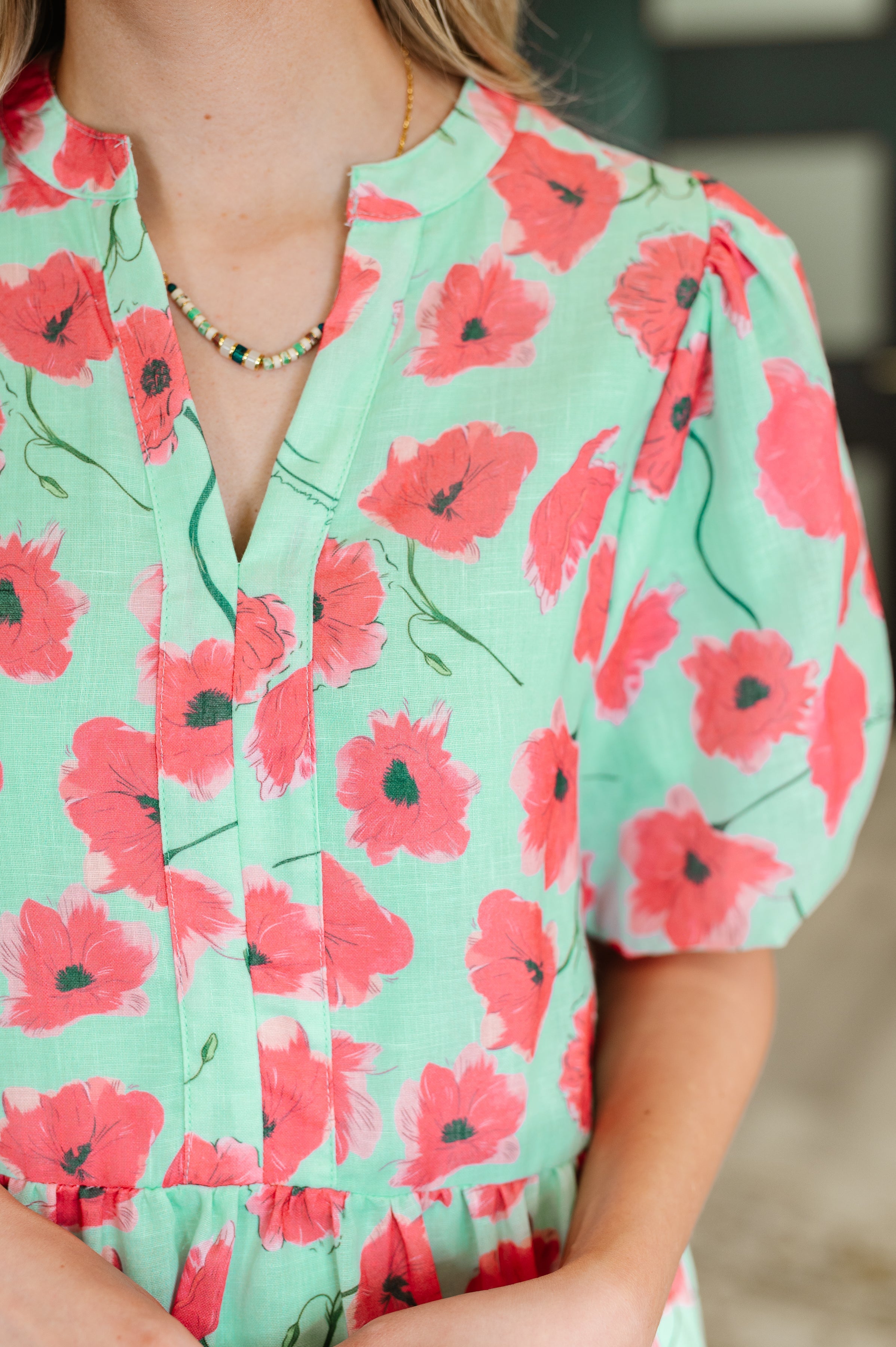 Wildflower Waltz Gathered Tier Dress in Mint - Charming Charlie
