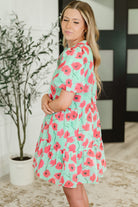Wildflower Waltz Gathered Tier Dress in Mint - Charming Charlie