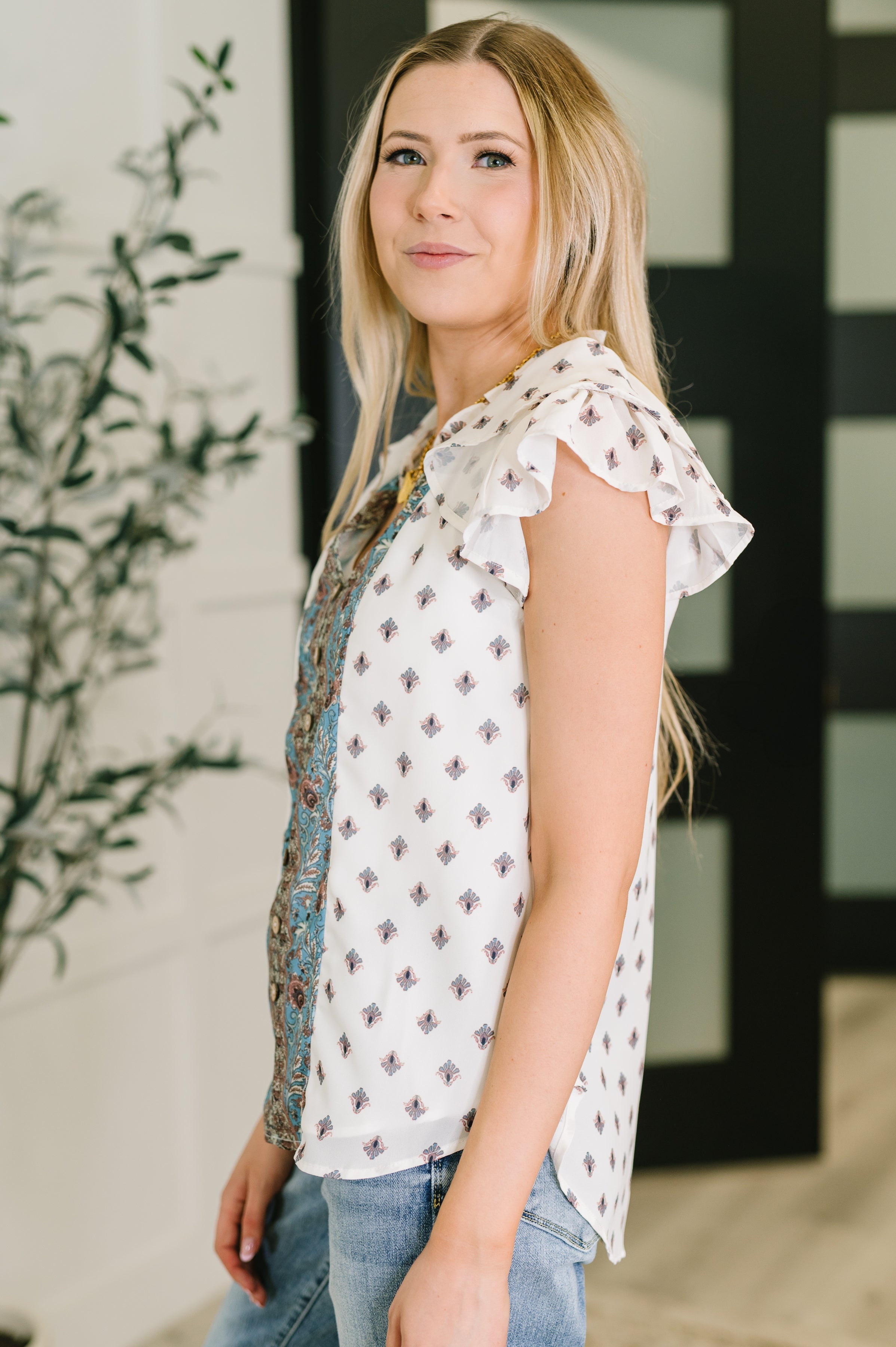 Willow Breeze Short Sleeve Blouse - Charming Charlie