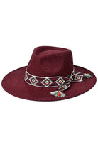 C.C Aztec Trim Band Vegan Felt Panama Hat - Charming Charlie