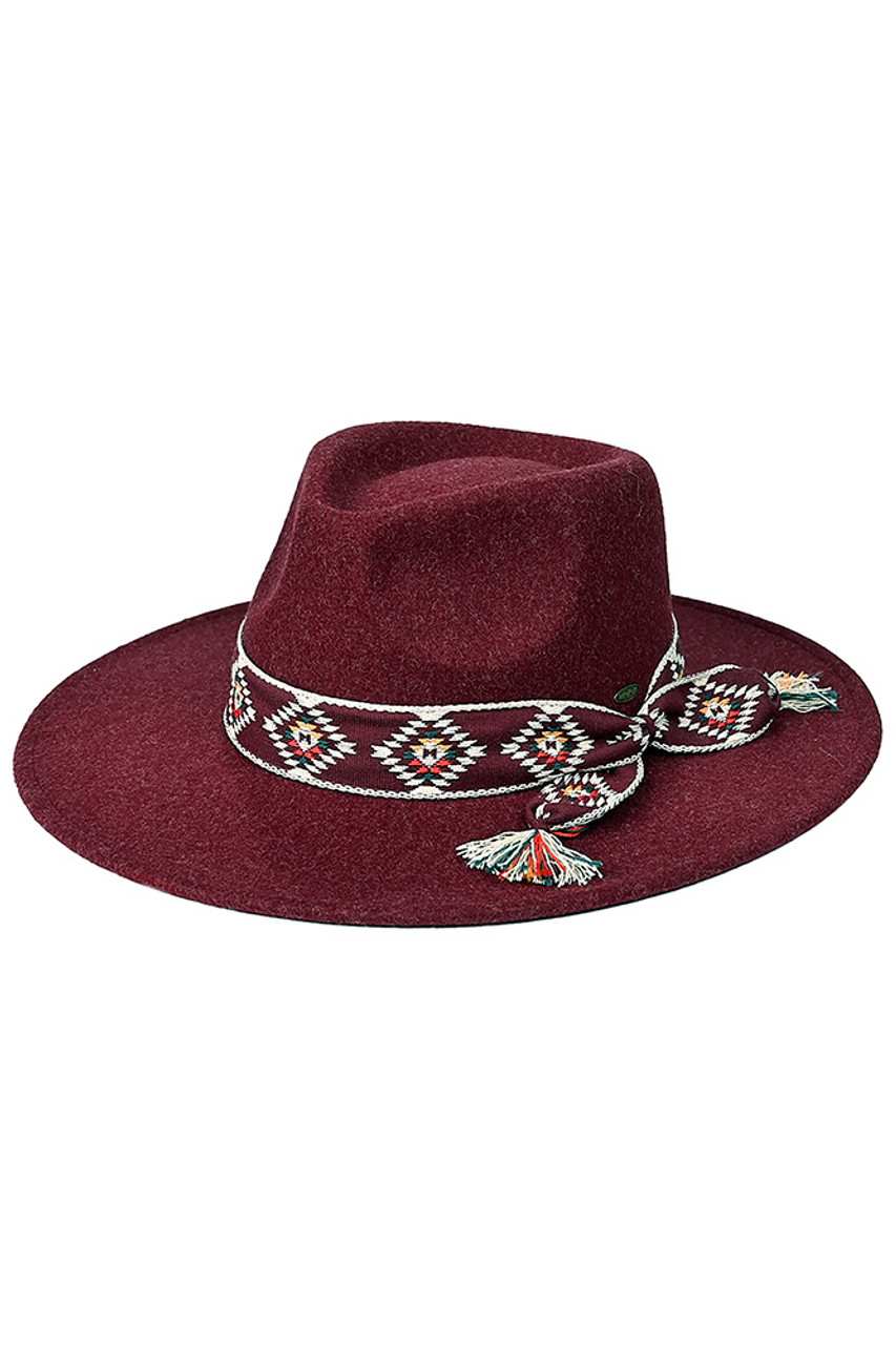 C.C Aztec Trim Band Vegan Felt Panama Hat - Charming Charlie