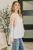 Wondering Aloud Patchwork Long Sleeve Top- 3/3/2026 NEW - Charming Charlie