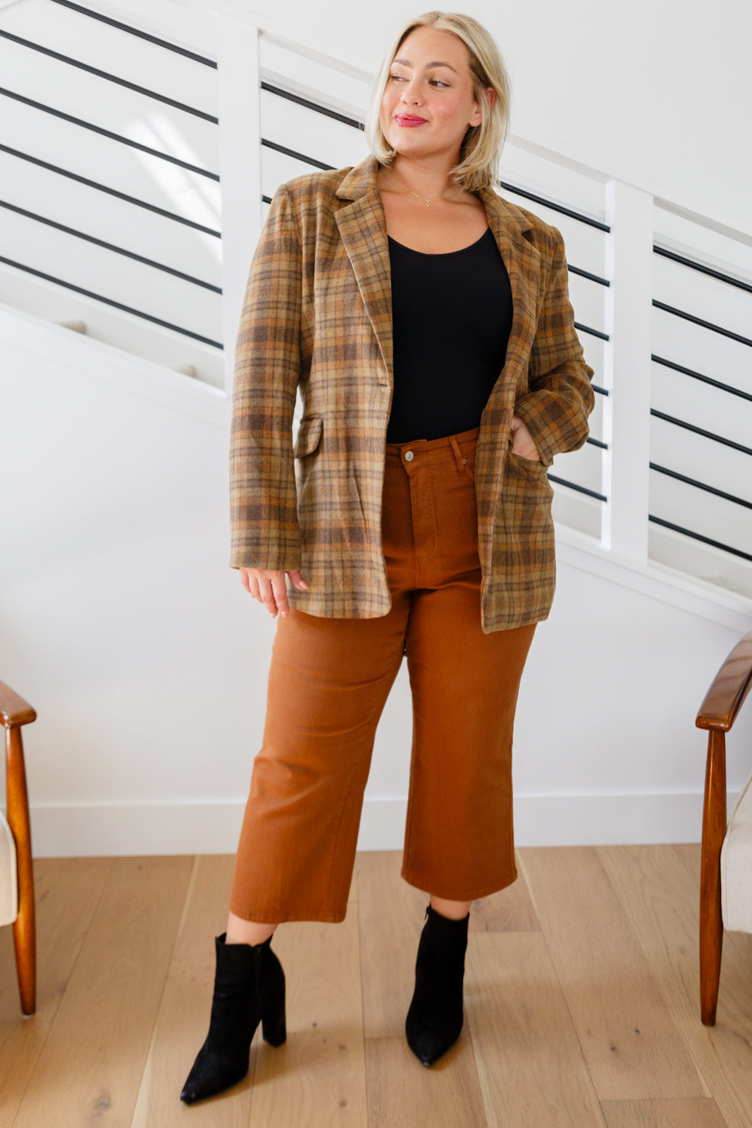 World Class Plaid Blazer - Charming Charlie