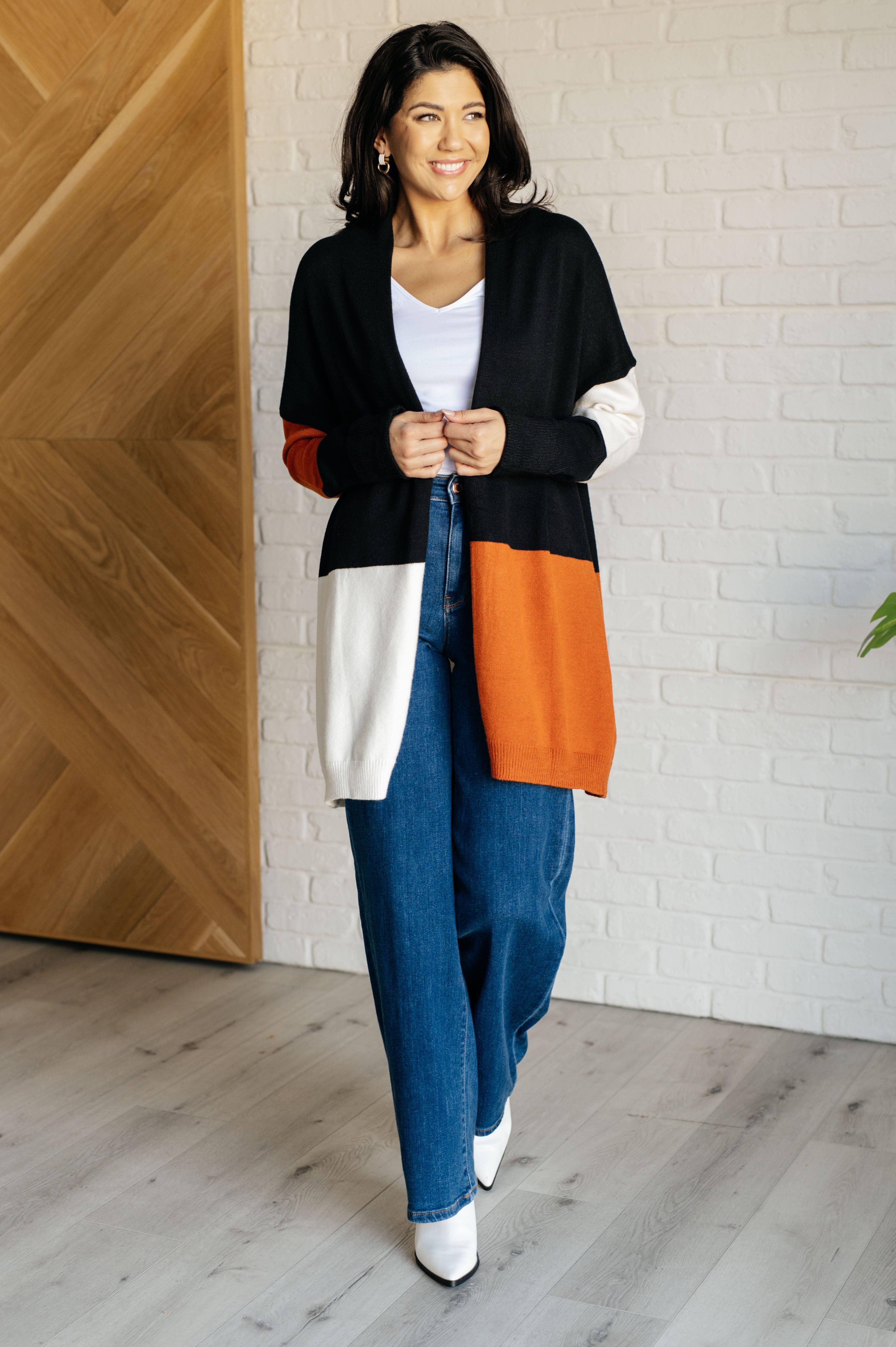 Writer's Block Color Block Open Front Cardigan - Charming Charlie