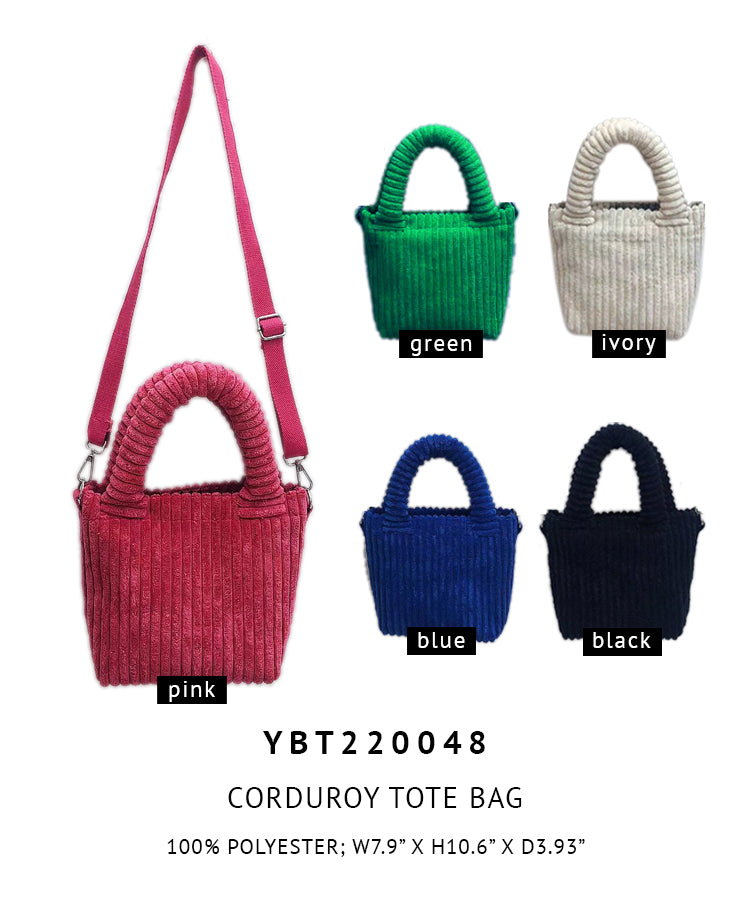 Shop for KW Fashion The Corduroy Tote Bag at doeverythinginloveny.com wholesale fashion accessories