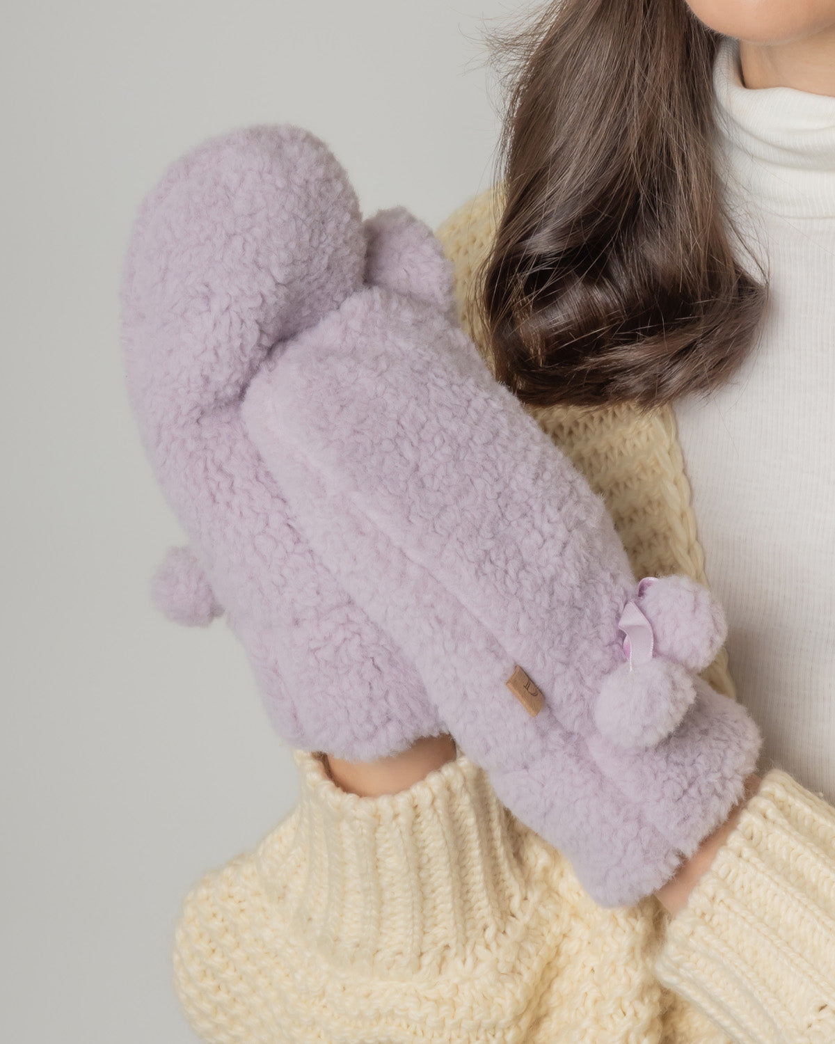 Sherpa Mittens With Velvet Ribbon - Charming Charlie