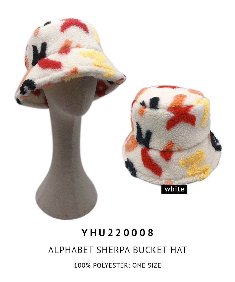 Alphabet Sherpa Bucket Hat - KW Fashion - doeverythinginloveny.com