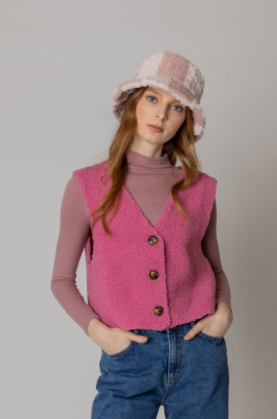 Two Tone Sherpa Bucket Hat - Charming Charlie