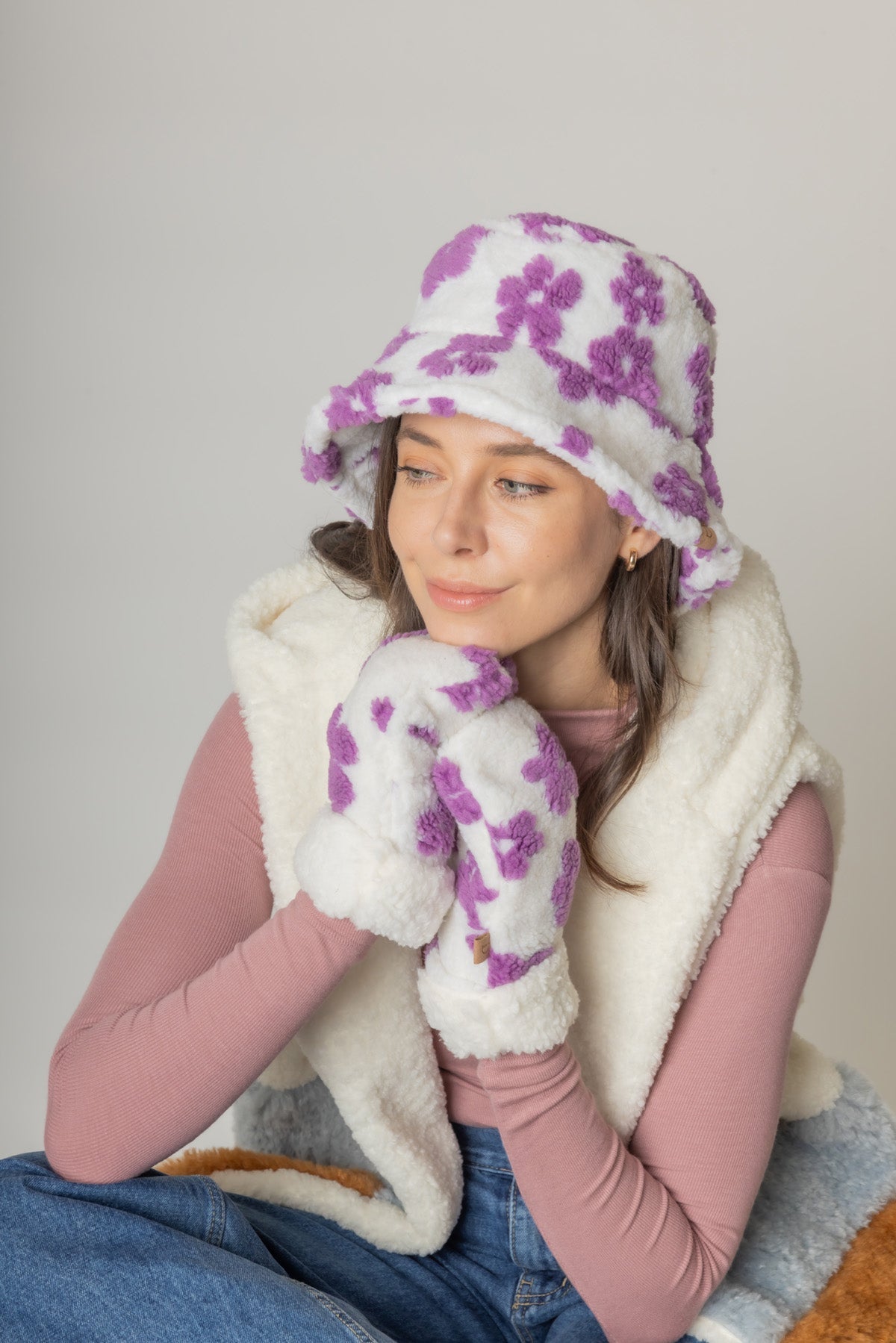 Flower Sherpa Bucket Hat - Charming Charlie