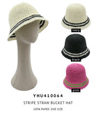 Stripe Straw Bucket Hat - Charming Charlie