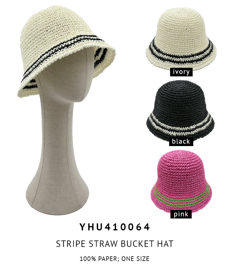Stripe Straw Bucket Hat - Charming Charlie