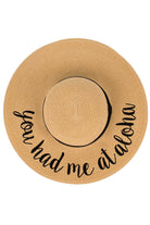 YOU_HAD_ME_AT_ALOHA C.C Sun Hat protects from harmful UV rays with its wide brim design. Made from lightweight and breathable fabric, this hat offers comfort and style for outdoor activities. Expertly crafted, it offers the perfect combination of fashion and function.