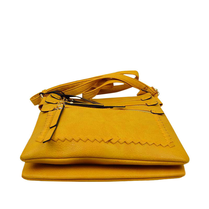 Yellow Fashionable Womens Soft Faux  Leather Crossbody Purse Shoulder Bag, Show your trendy side with this awesome crossbody bag. Have fun and look stylish. Versatile enough for wearing straight through the week, perfectly lightweight to carry around all day. Hands-Free Cross-Body adds an instant runway style to your look, giving it ladylike chic. This handbag is destined to become your new favorite. Detachable, adjustable crossbody strap. Exterior front zip pocket.