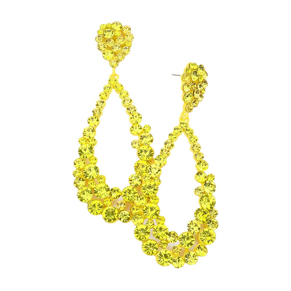 Yellow Crystal Bubble Cluster Teardrop Evening Earrings, These gorgeous Crystal pieces will show your class in any special occasion. The elegance of these crystal evening earrings goes unmatched. Perfect jewelry to enhance your look. Awesome gift for birthday, Anniversary, Valentine‚Äôs Day or any special occasion.