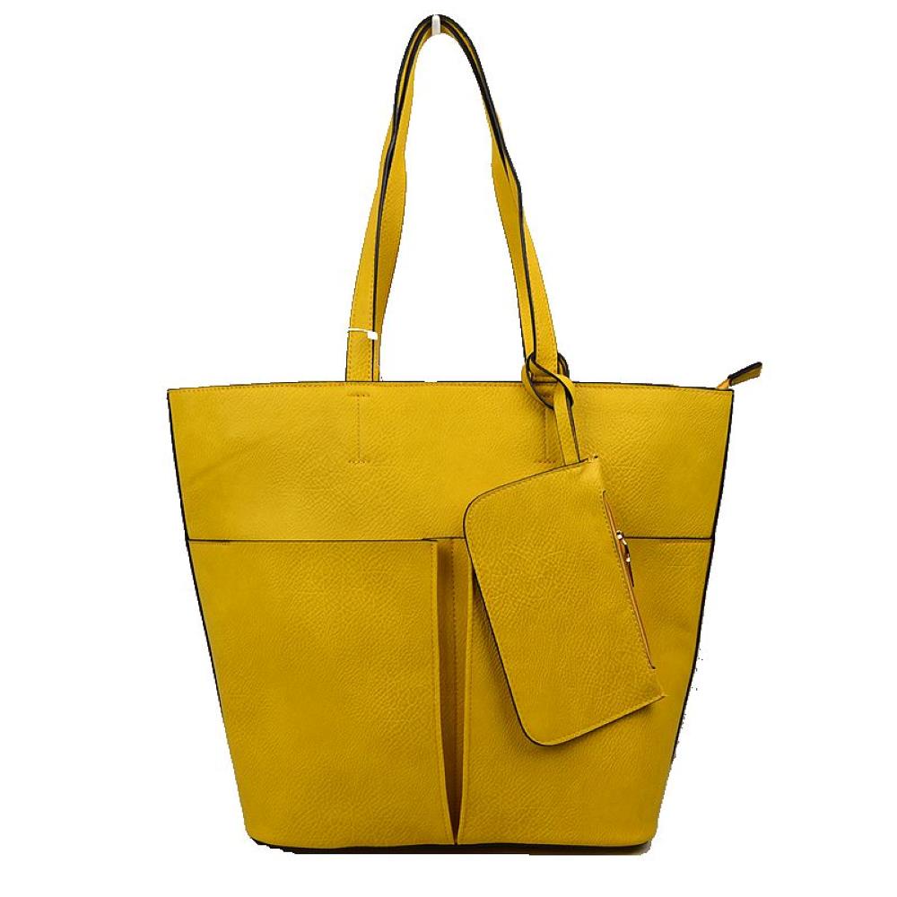 Yellow 3 In 1 Large Soft&nbsp;Faux&nbsp;Leather Women's Tote Handbags, There's spacious and soft leather tote offers triple the styling options. Featuring a spacious profile and a removable pouch makes it an amazing everyday go-to bag. Spacious enough for carrying any and all of your outgoing essentials. The straps helps carrying this shoulder bag comfortably. Perfect as a beach bag to carry foods, drinks, big beach blanket, towels, swimsuit, toys, flip flops, sun screen and more.