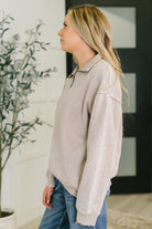 You Should Know Half Zip Pullover in Ash Mocha - Charming Charlie