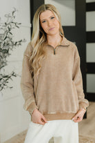 You Should Know Half Zip Pullover in Deep Camel - Charming Charlie