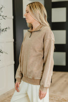 You Should Know Half Zip Pullover in Deep Camel - Charming Charlie