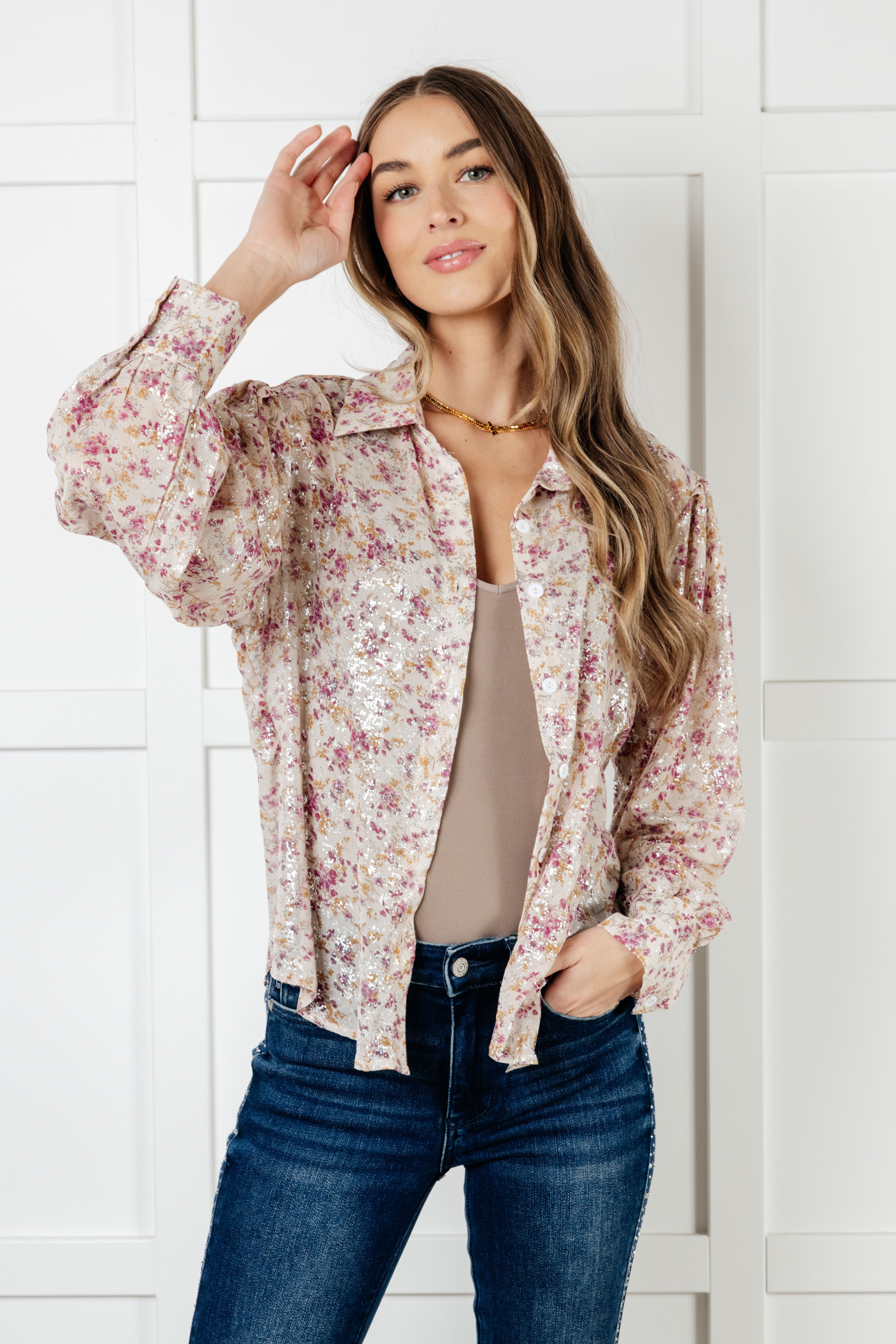 You and I Connect Floral Button Up Blouse - Charming Charlie