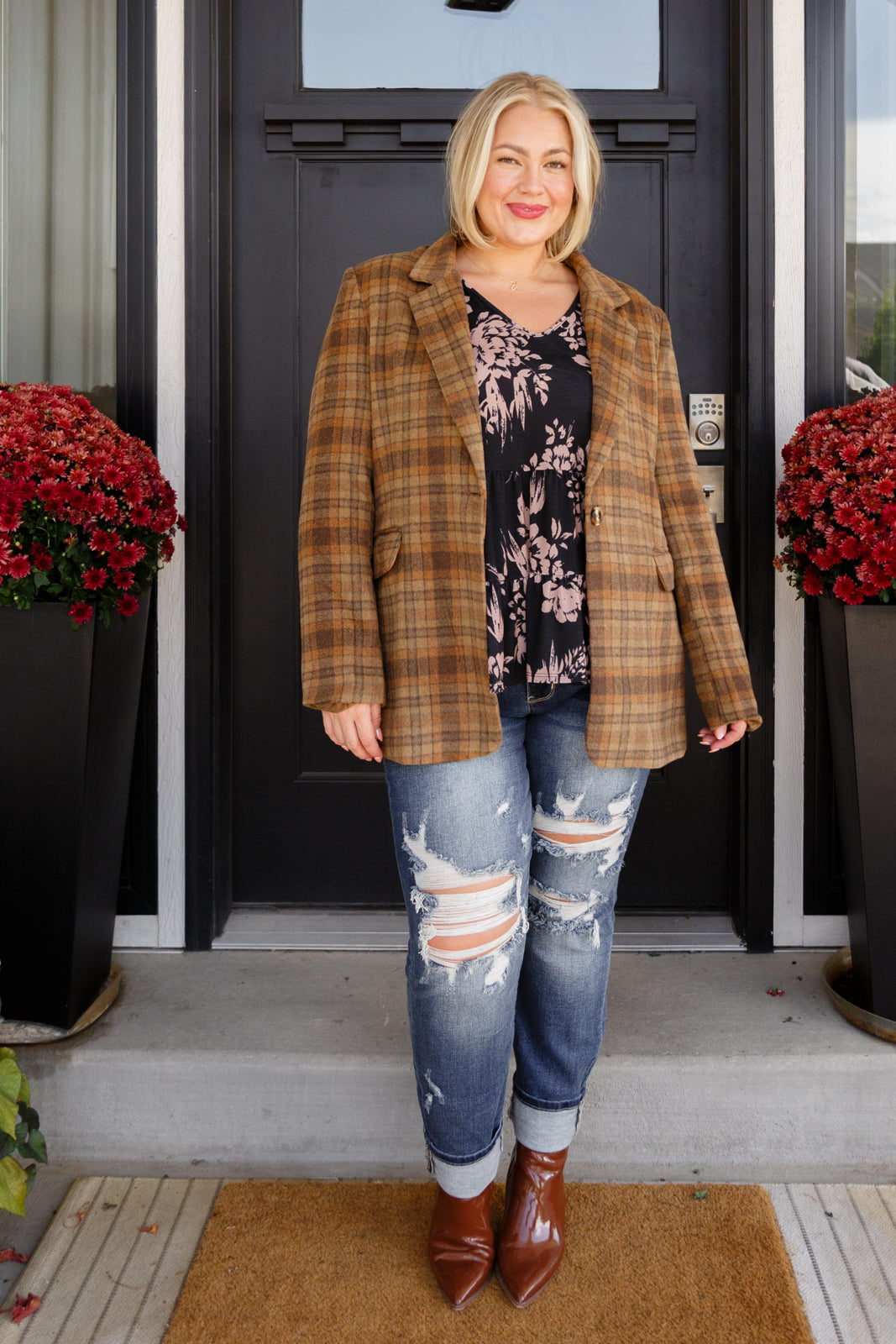 World Class Plaid Blazer - Charming Charlie