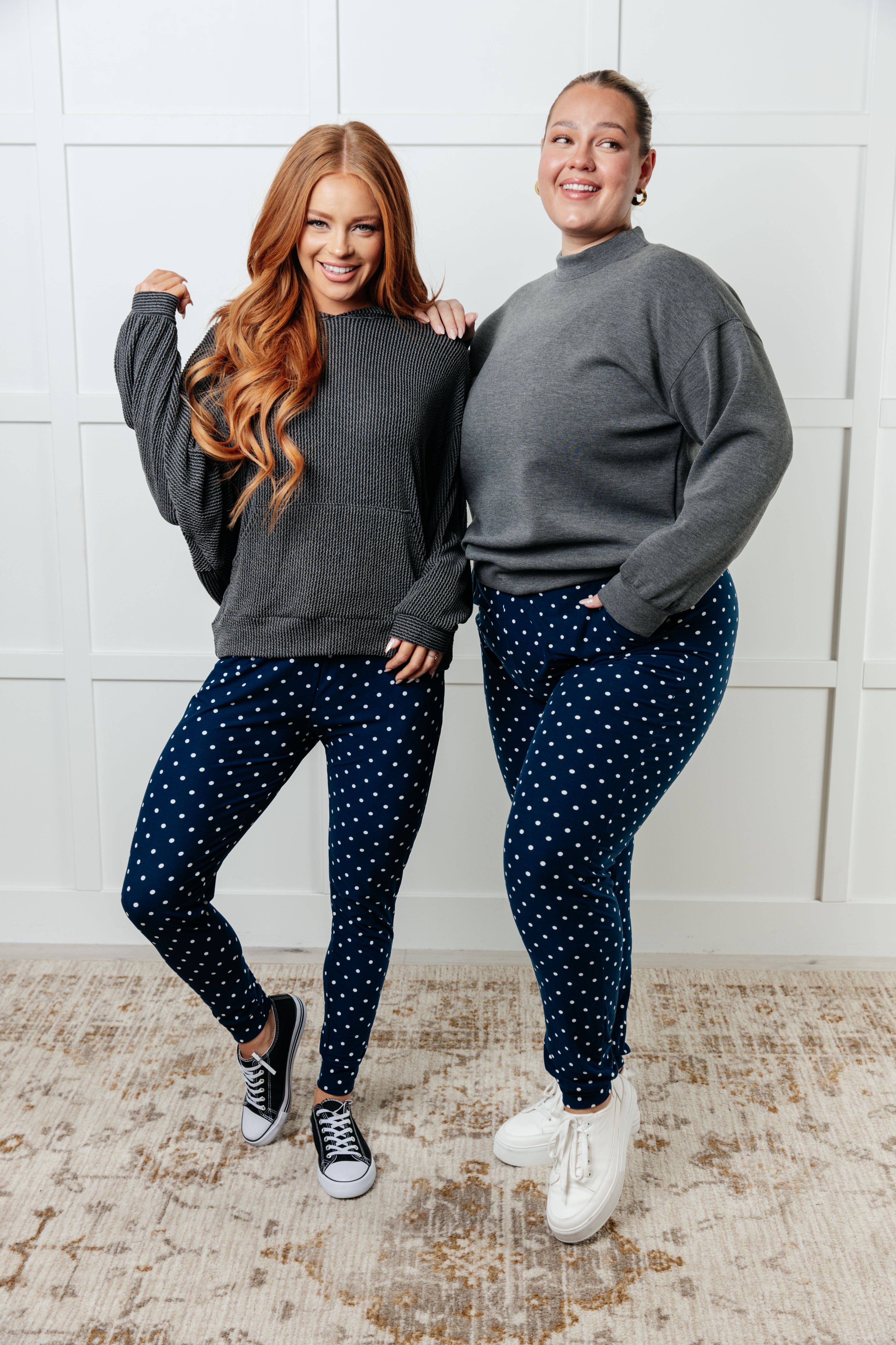 Your New Favorite Joggers in White Polka Dot - Charming Charlie