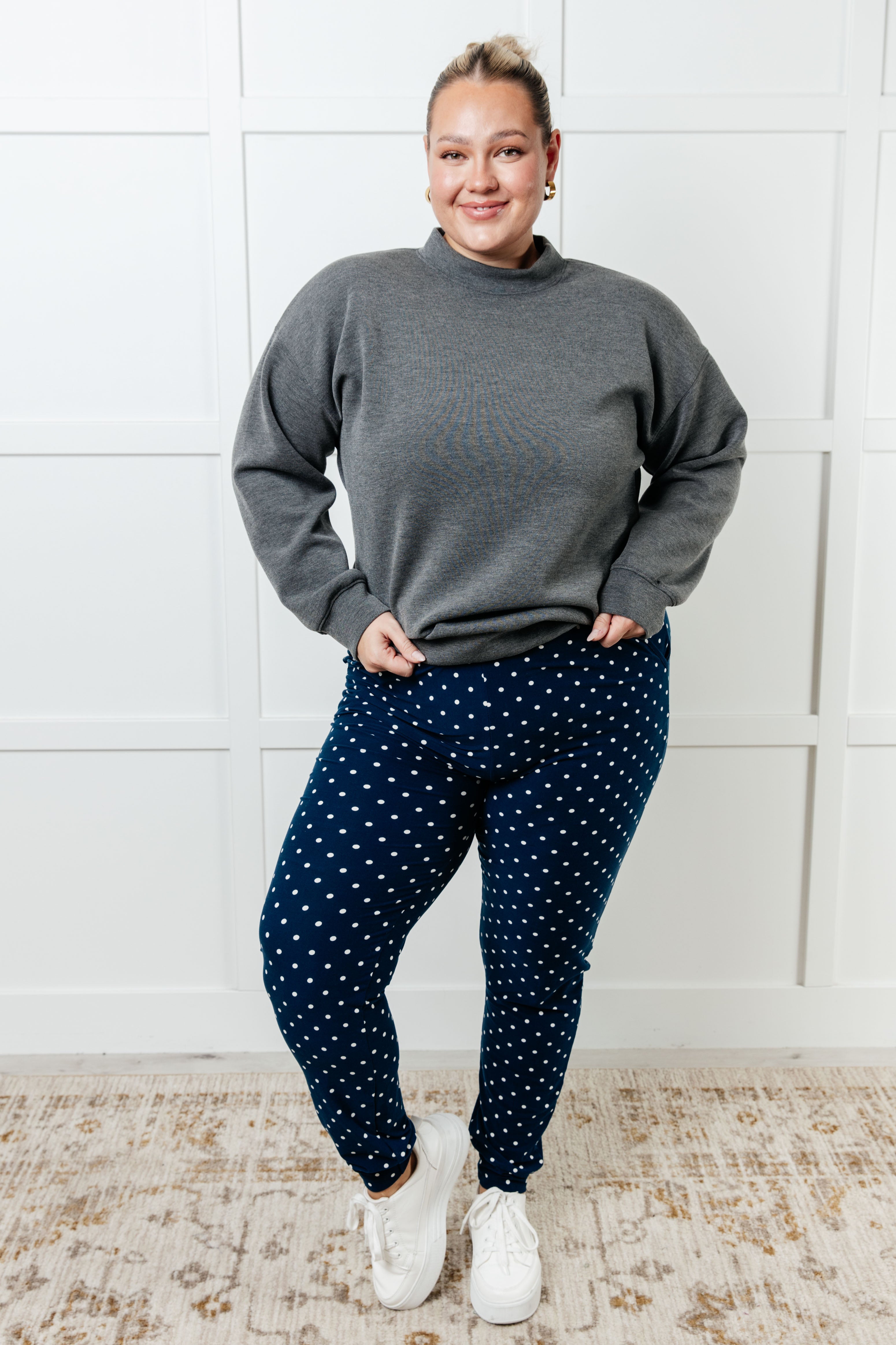 Your New Favorite Joggers in White Polka Dot - Charming Charlie