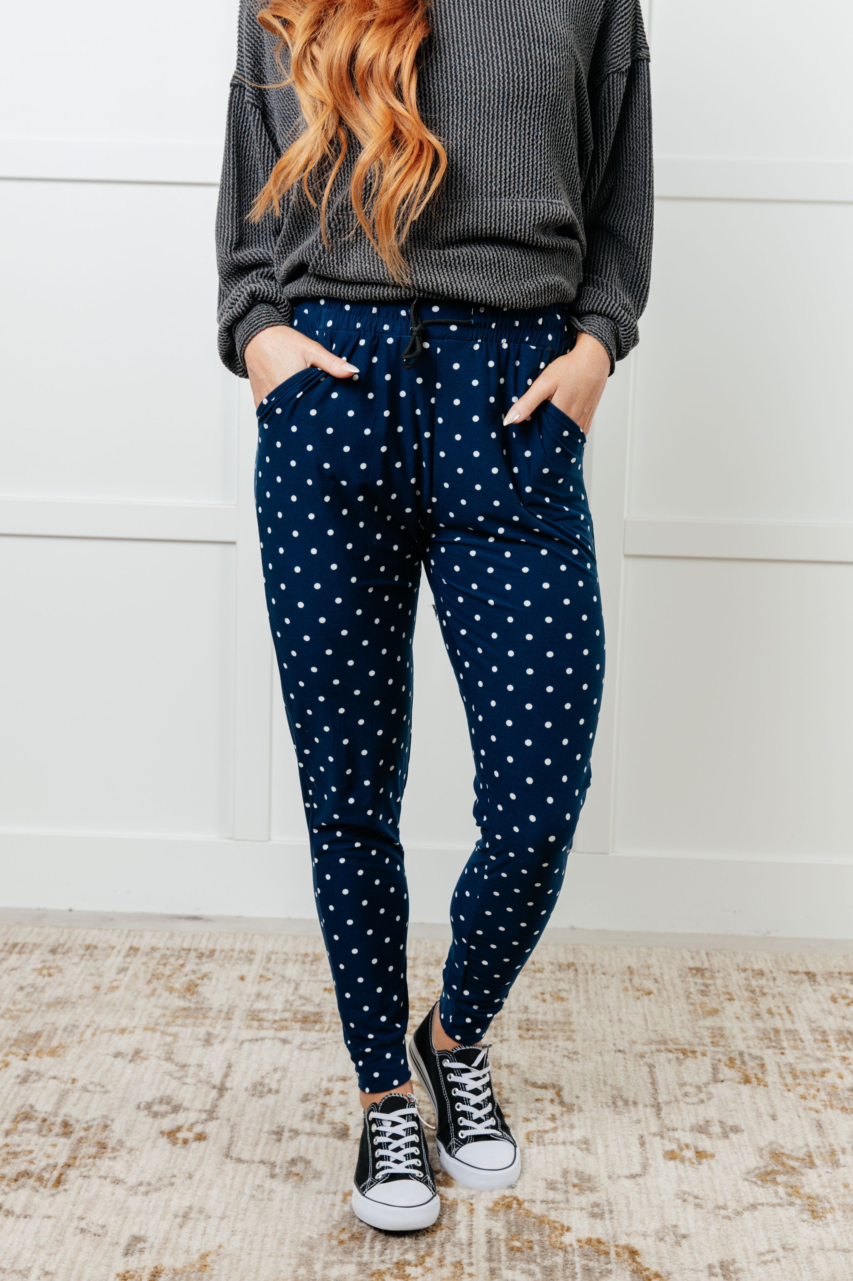Your New Favorite Joggers in White Polka Dot - Charming Charlie