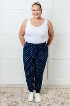 Your New Favorite Joggers in White Polka Dot - Charming Charlie
