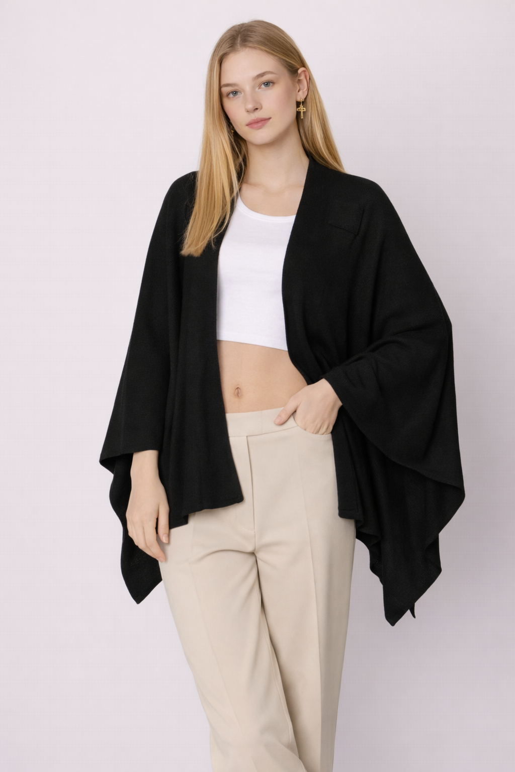Solid Ruana With Shoulder Strap - Charming Charlie
