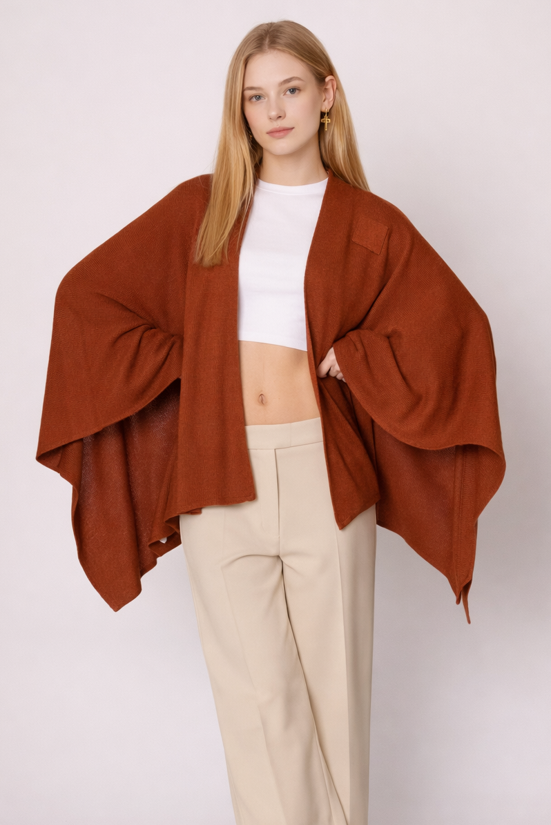 Solid Ruana With Shoulder Strap - Charming Charlie