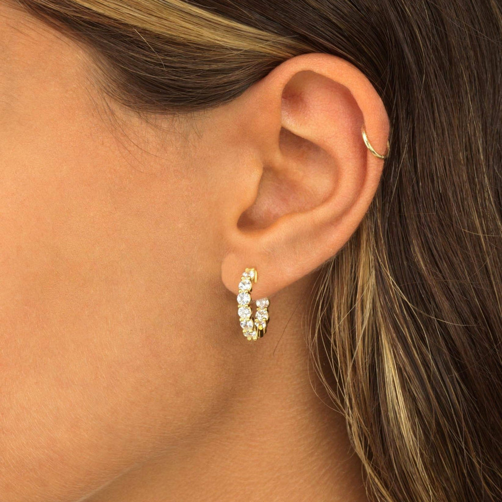  CZ Round Hoop Earring - Adina's Jewels