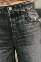 Zenim Printed High Waisted Shorts in Charcoal - Charming Charlie