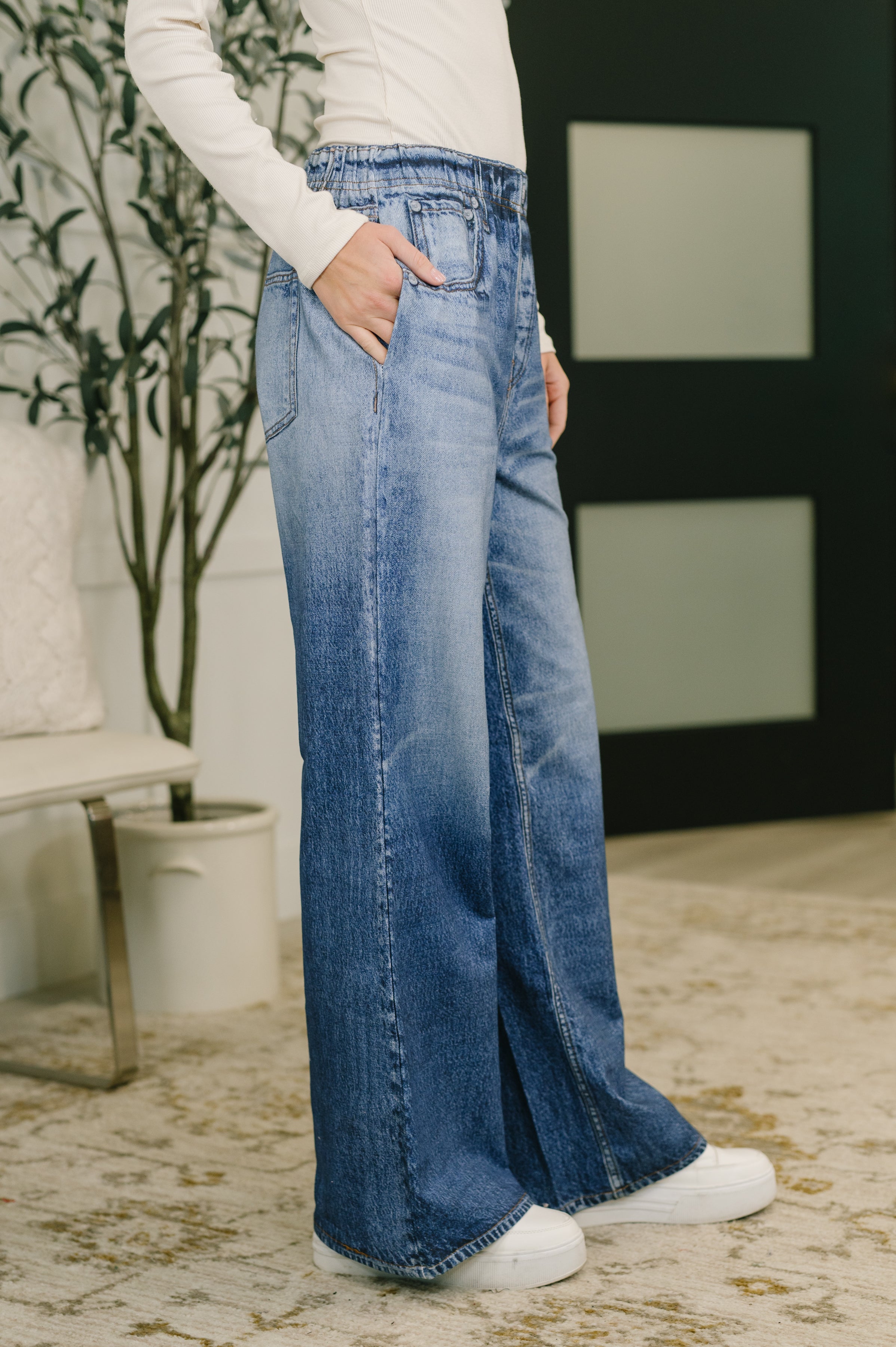 Zenim Printed Wide Leg Bottoms - Charming Charlie