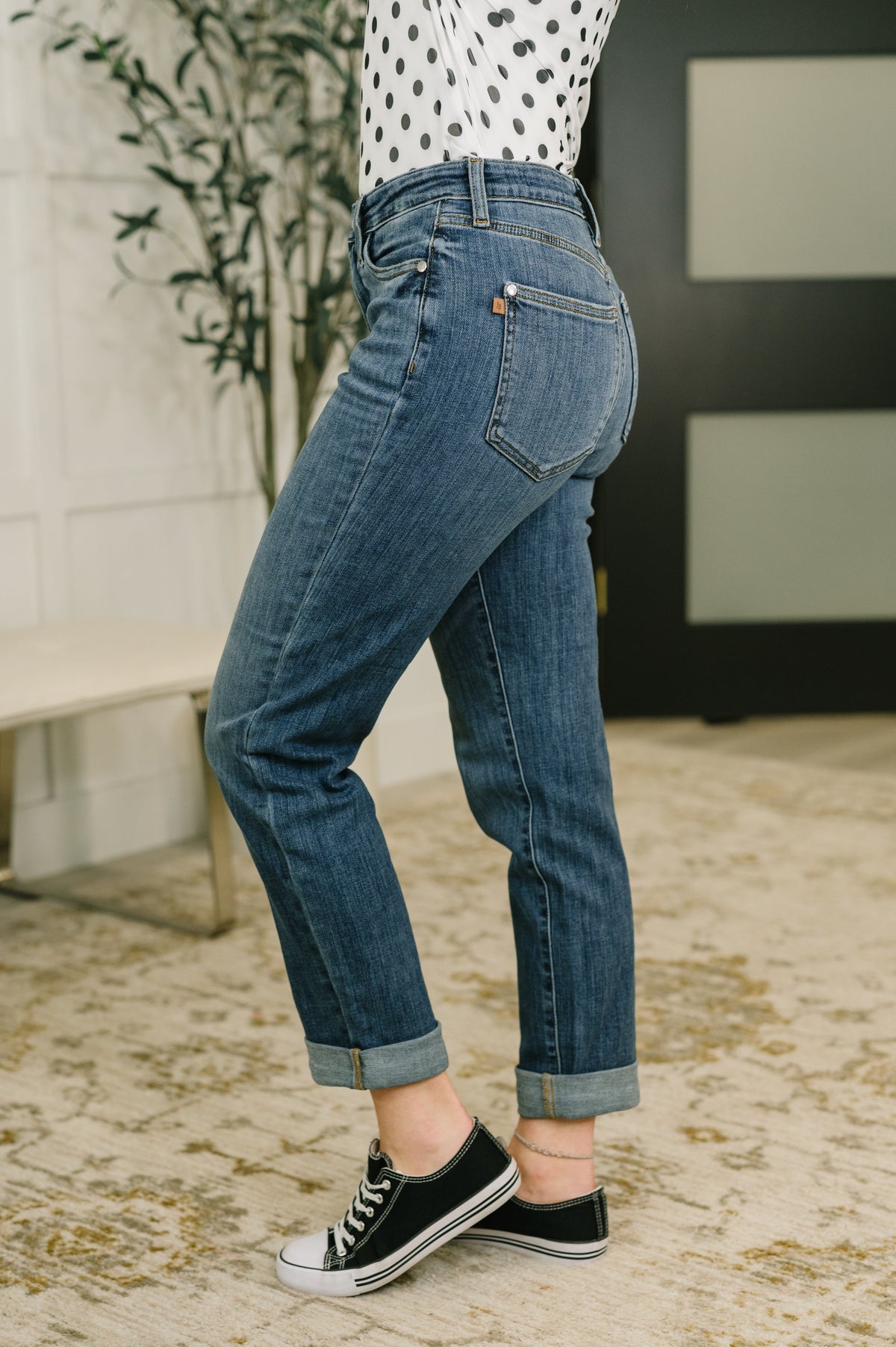 Zoey Mid Rise Billie Boyfriend Jean in Everyday Indigo - Charming Charlie