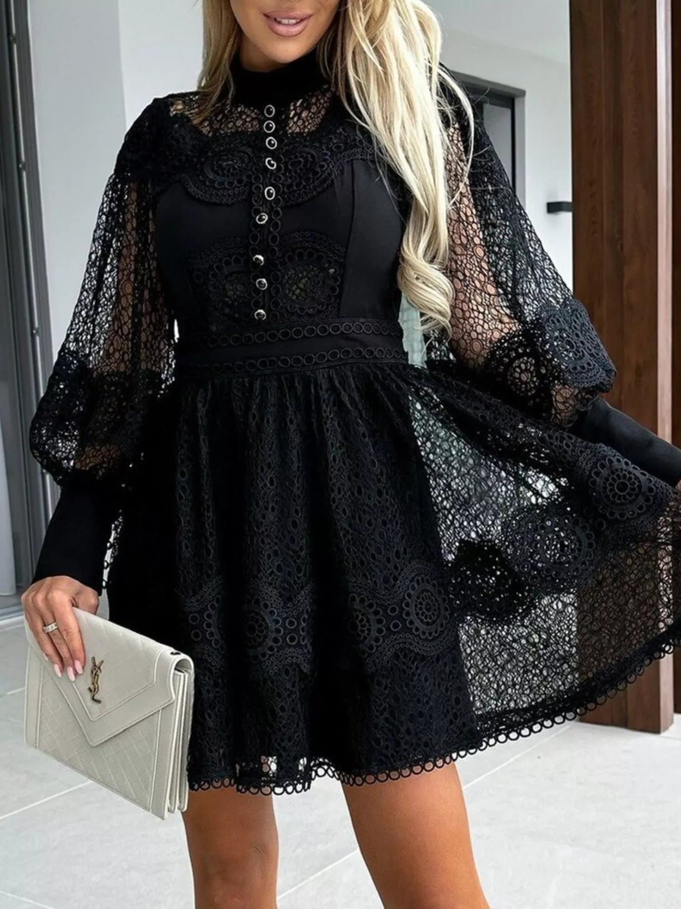 Lace Lantern Sleeve Mini Dress Charming Charlie Lace Lantern Sleeve Mini Dress Charming Charlie