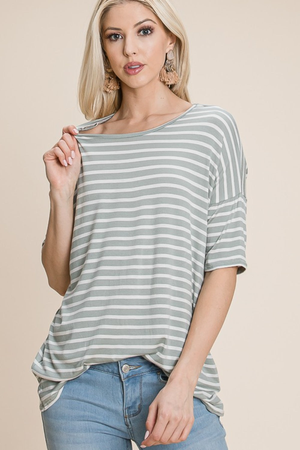 BOMBOM Striped Round Neck T-Shirt - Charming Charlie