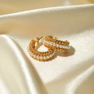 Stainless Steel Pearl C-Hoop Earrings - Charming Charlie
