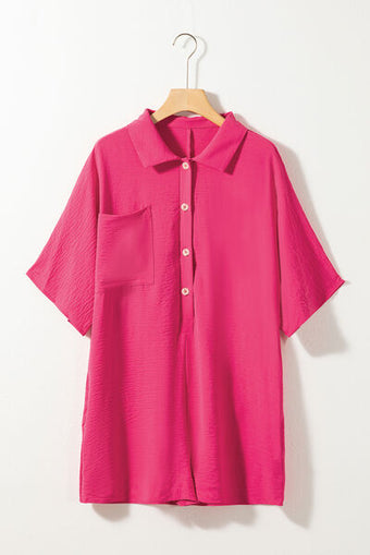 Half Button Collared Neck Romper main image 0