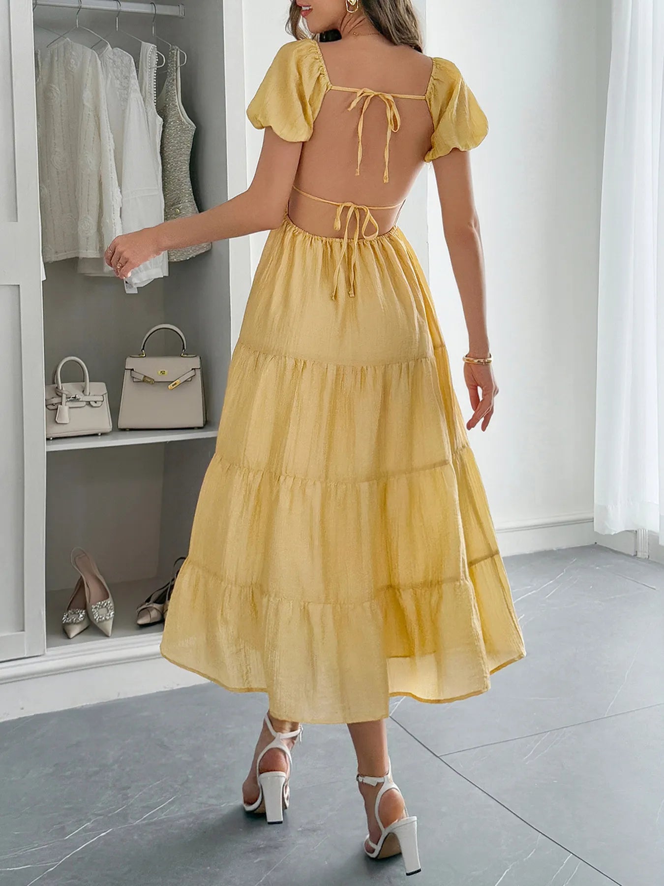 V-Neck Short Sleeve Midi Dress – Charming Charlie