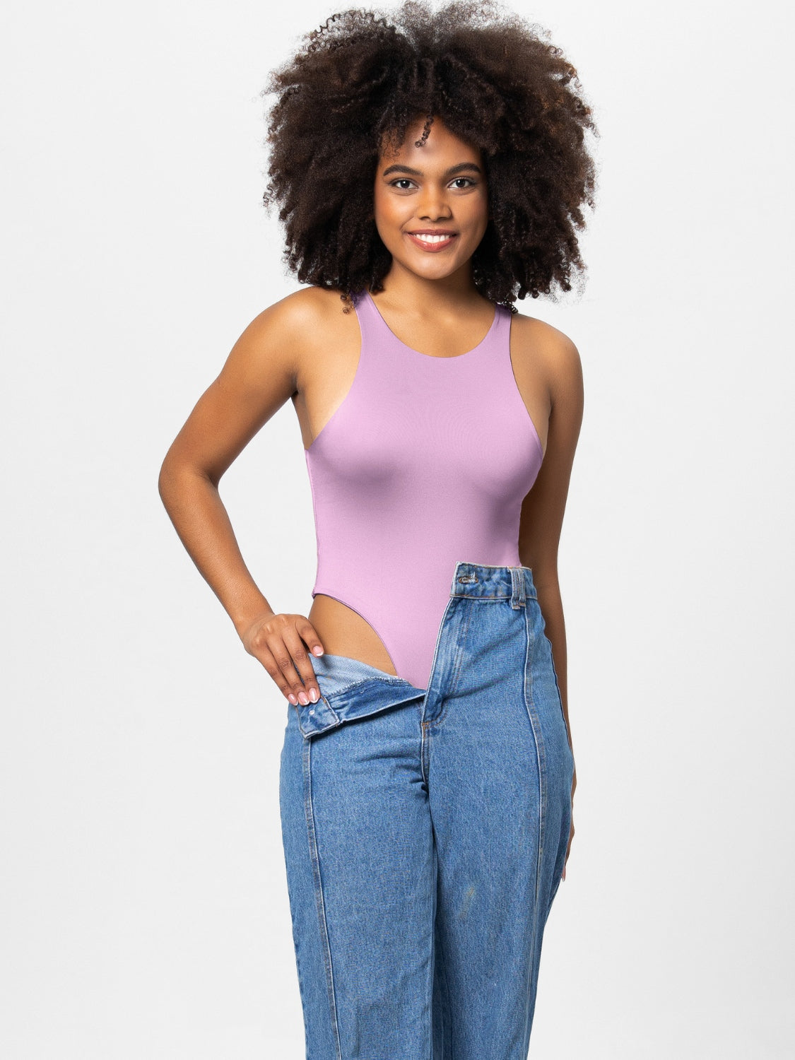 Full Size Round Neck Wide Strap Bodysuit – Charming Charlie