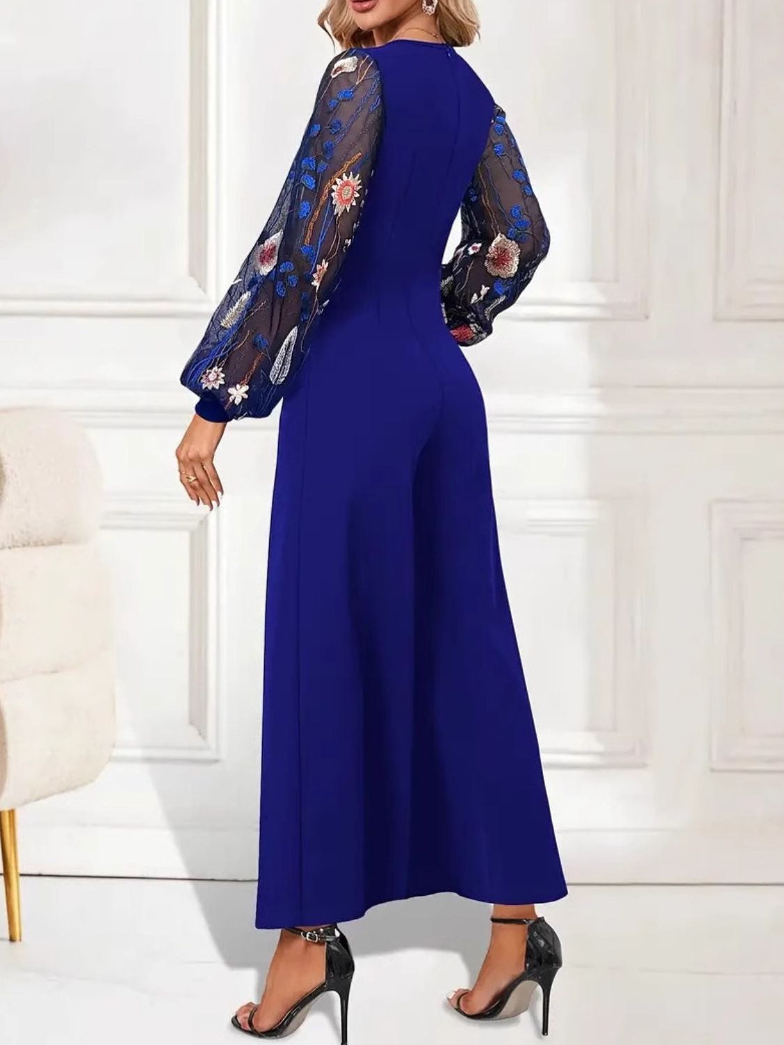 Surplice Embroidered Long Sleeve Wide Leg Jumpsuit Charming Charlie Surplice Embroidered Long Sleeve Wide Leg Jumpsuit Charming Charlie